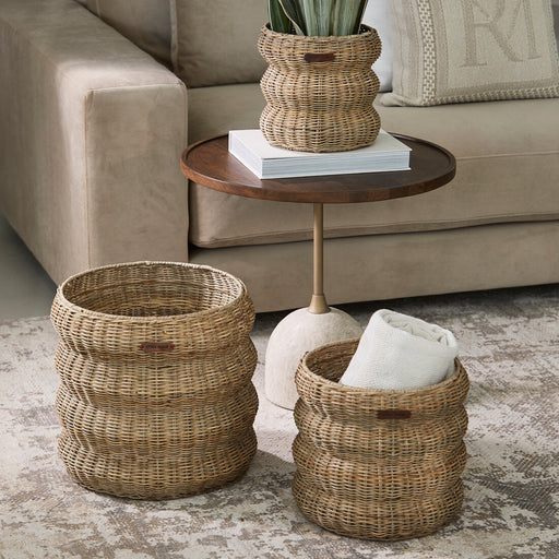 Rivièra Maison Mand Rustic Rattan Mennagio Rattan Pitriet, Set van 3 stuks - Naturel - ThatLyfeStyle