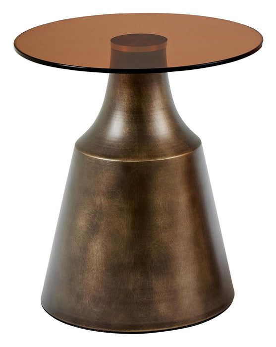 Bendt Ronde Bijzettafel Tameeka Glas en brons staal, 45cm - Bruin - ThatLyfeStyle