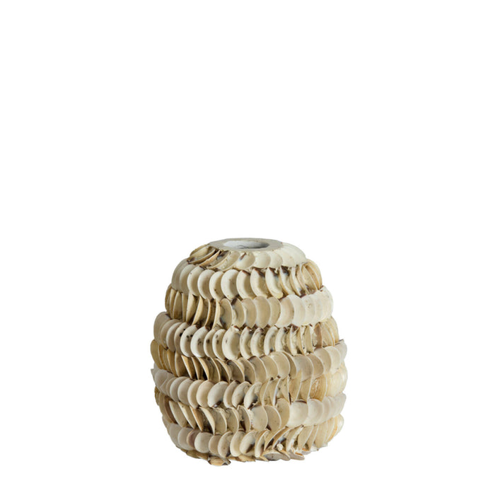 Light & Living Vaas Sarria Schelpen, 21cm - Crème - Rond