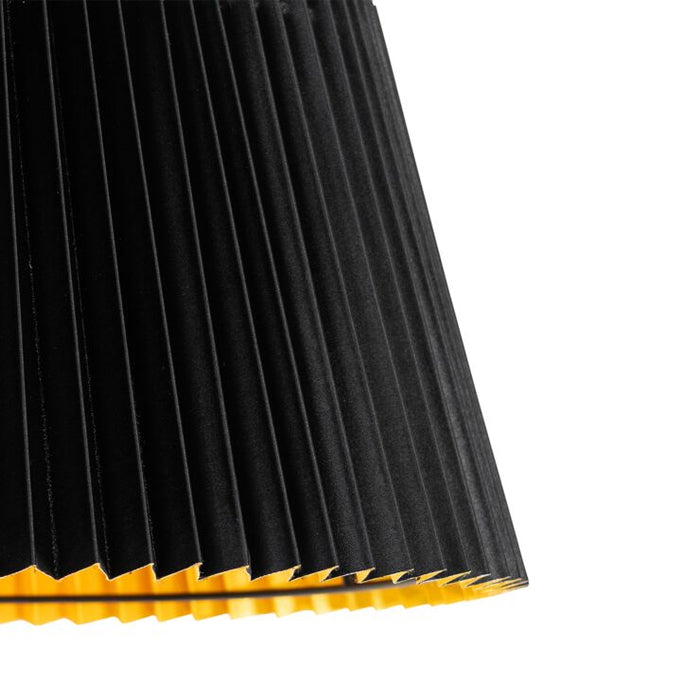 Vloerlamp zwart plisse kap verstelbare arm - Ladas Deluxe