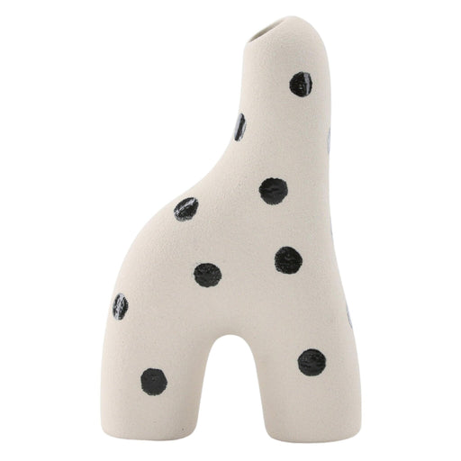 Nest of Nora Keramische vaas - 16 cm - Wit met zwarte stippen