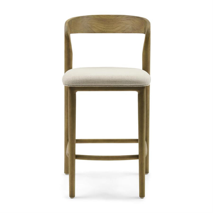 Rivièra Maison Barkruk Puglia Eikenhout en stof (zithoogte 67cm) - Naturel
