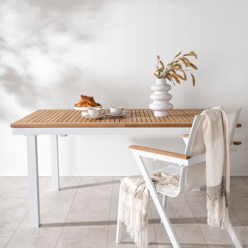 Nohr Tuintafel Taysha Teakhout, 160/240 x 90cm - Wit - ThatLyfeStyle