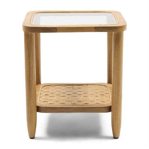 Rivièra Maison Vierkante Bijzettafel Nusa Dua Teakhout en glas, 40 x 40cm - Naturel