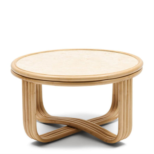 Rivièra Maison Ronde Salontafel Sant Miquel Marmer en rattan, 70cm - Naturel