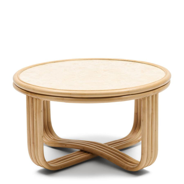Rivièra Maison Ronde Salontafel Sant Miquel Marmer en rattan, 70cm - Naturel