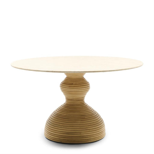 Rivièra Maison Ronde Eettafel Vedella Marmer en rattan, 130cm - Naturel