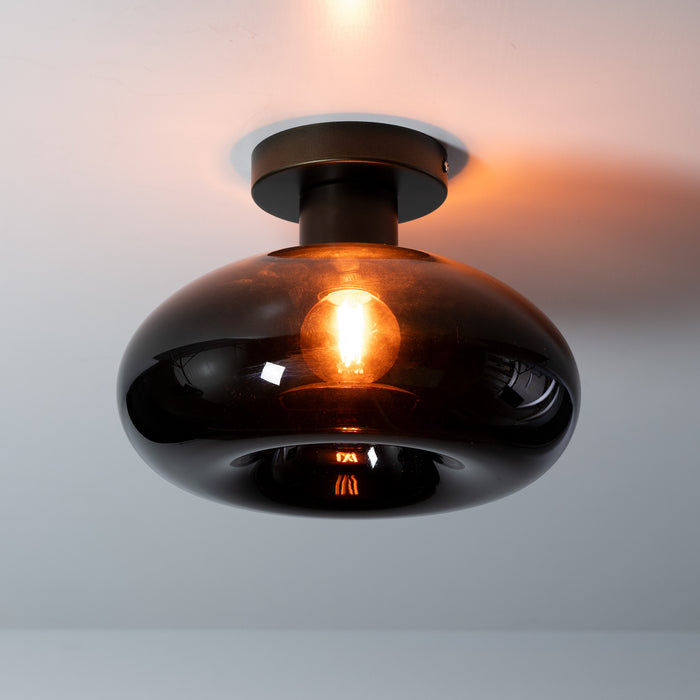 LifestyleFurn Plafondlamp Montrell Glas - Brons/Bruin