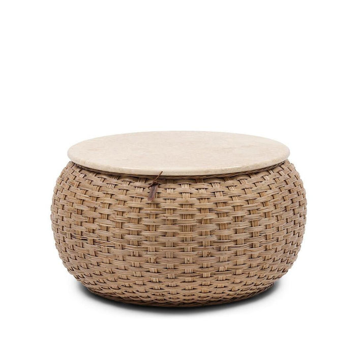 Rivièra Maison Ronde Salontafel Azoren Rattan & Marmer, Ø70cm - Naturel