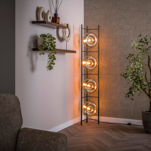 LifestyleFurn Vloerlamp Montrell Amber glas, 4-lamps - Bruin