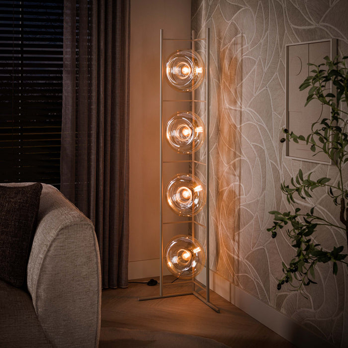 LifestyleFurn Vloerlamp Montrell 4-lamps - Amber/Beige