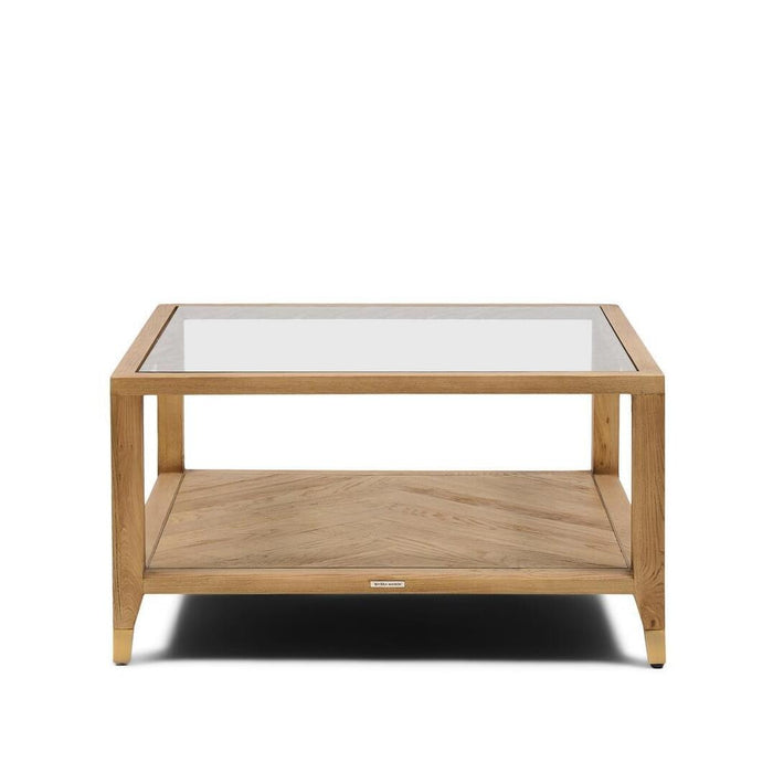 Rivièra Maison Vierkante Salontafel Veneto Gerecycled eikenhout & Glas, 80 x 80cm - Naturel