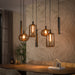 LifestyleFurn Hanglamp Faiga Glas en bruin metaal, 4+3-lamps