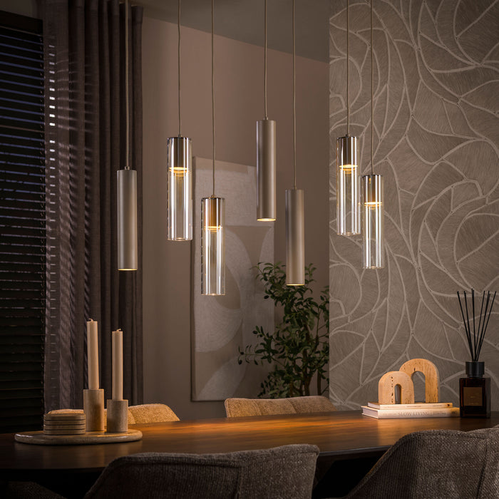 LifestyleFurn Hanglamp Denese 4+3-lamps - Amber/Beige