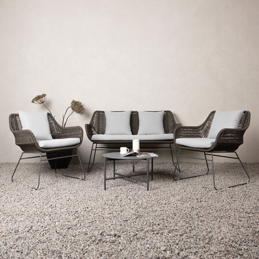 Nohr Loungeset Missie Met bank, 2 loungestoelen en tafel - Bruin - Rond - ThatLyfeStyle