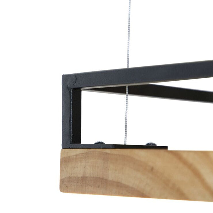 Industriële hanglamp zwart hout 4-lichts - Shelf