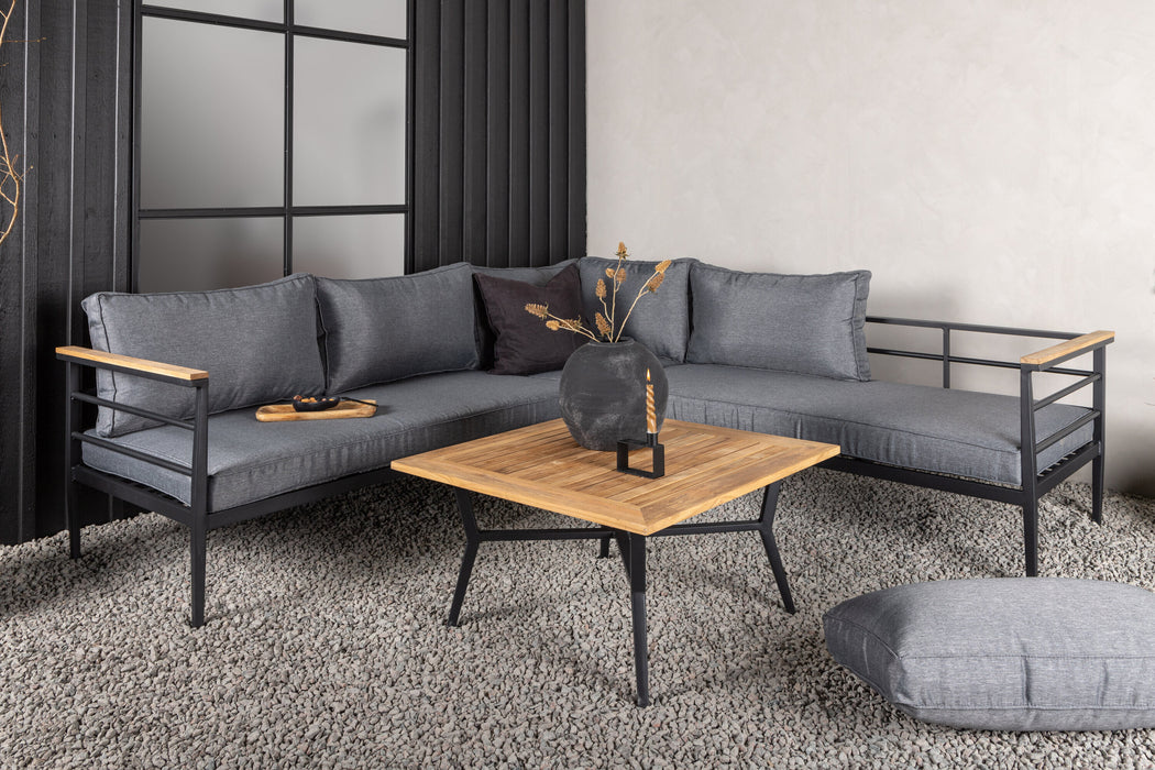Nohr Loungeset Kinda Teakhout, Met hoekbank en tafel - Grijs - ThatLyfeStyle