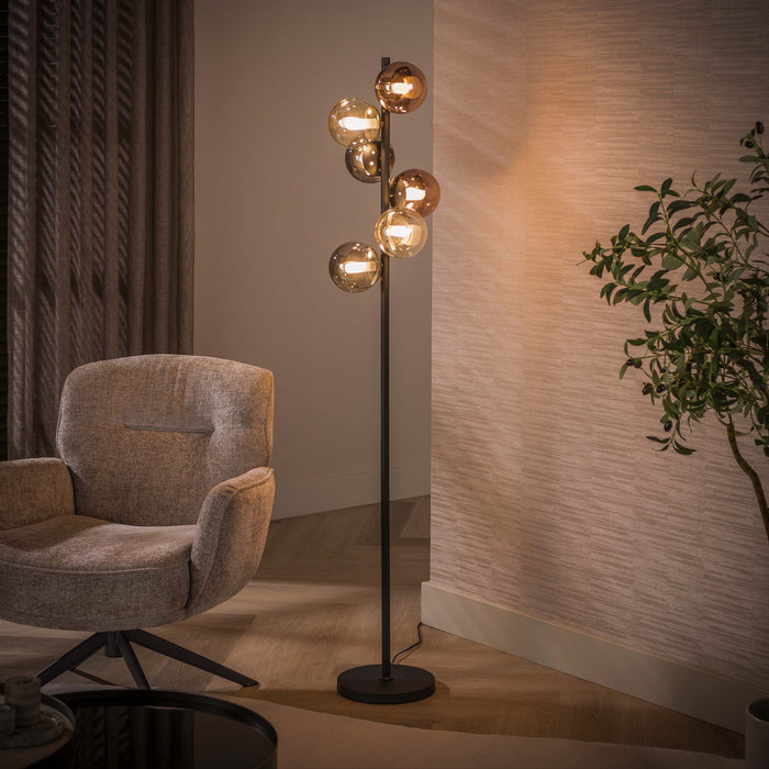 LifestyleFurn Vloerlamp Kaylene 6-lamps - Zwart