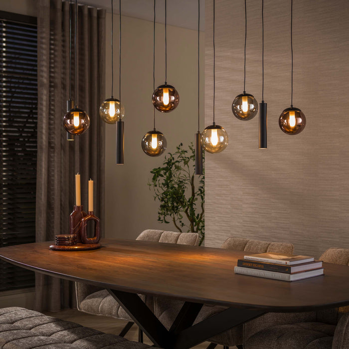 LifestyleFurn Hanglamp Kaylene 6+5-lamps - Zwart
