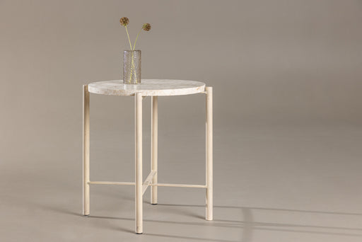 Nohr Ronde Bijzettafel Arnita Mactan steen, 40cm - Beige