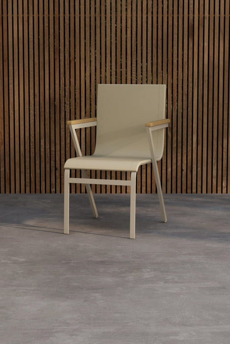 Nohr Tuinstoel Constantina - Beige/Teak - ThatLyfeStyle