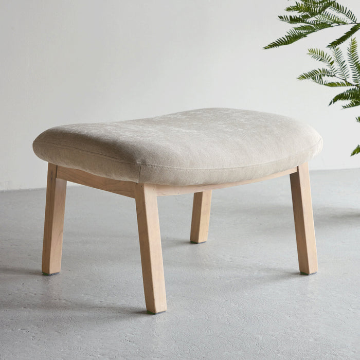 Nohr Hocker Shanthi Rubberhout en stof - Beige