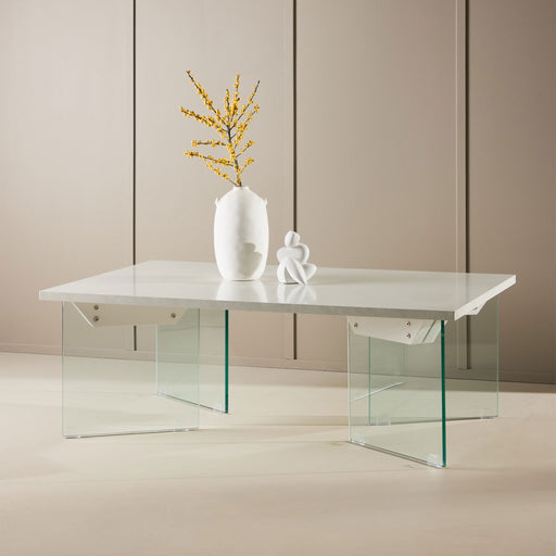 Nohr Salontafel Hal Betonlook en glas, 120 x 80cm - Wit
