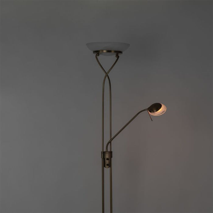 Vloerlamp brons LED dimmer leeslamp - Empoli