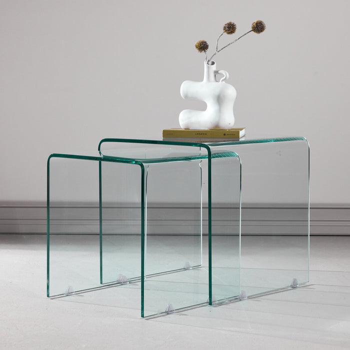 Nohr Bijzettafel Rockwell Glas, Set van 2 stuks - Transparant - Vierkant