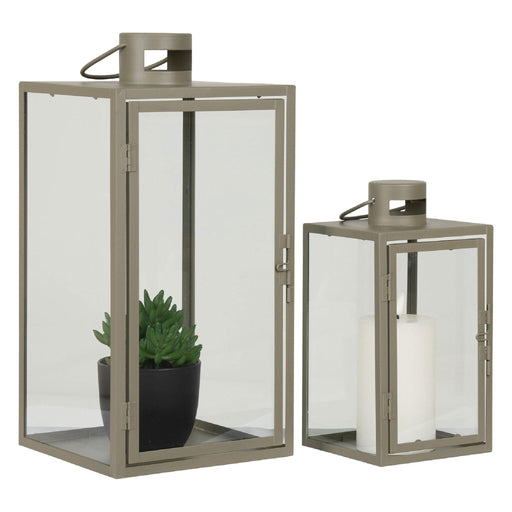 Nest of Nora Lantaarns set van 2 - Metaal en glas - Groen