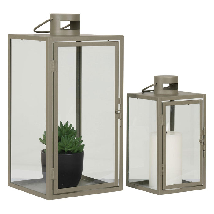 Nest of Nora Lantaarns set van 2 - Metaal en glas - Groen