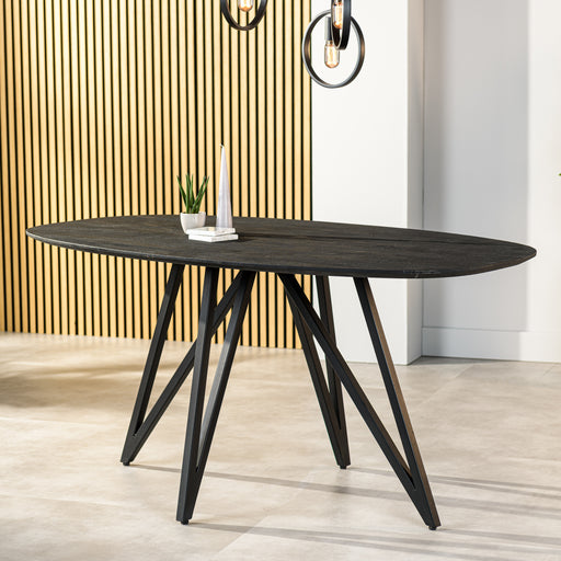 BASE Ovale Eettafel Keiko Acaciahout, 160 x 90cm - Zwart - Ovaal