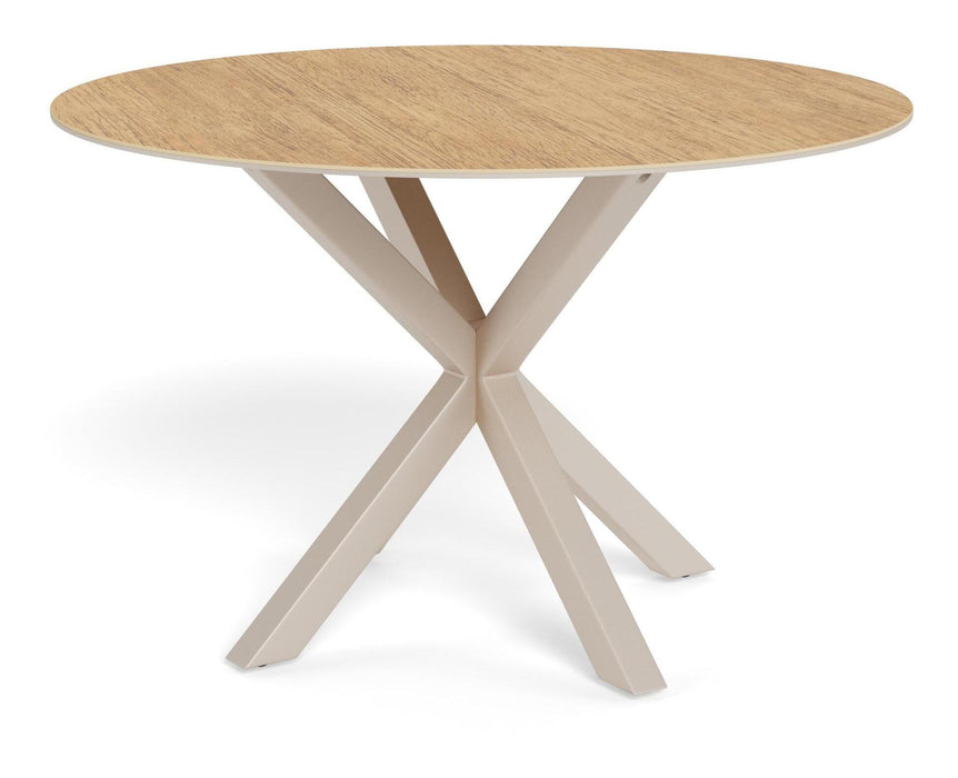 Bendt Ronde Eettafel Line Keramiek met eikenlook, 119cm - Naturel - ThatLyfeStyle