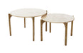 Light & Living Ronde Salontafel Kanae Set van 2 stuks, Travertin - Bruin