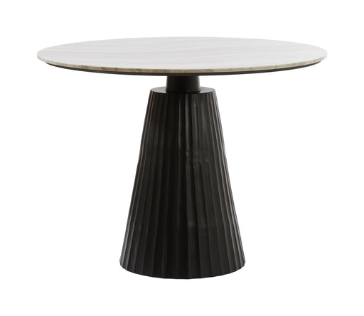 Light & Living Ronde Eettafel Rianne Marmer, 100cm - Taupe/Mat Zwart