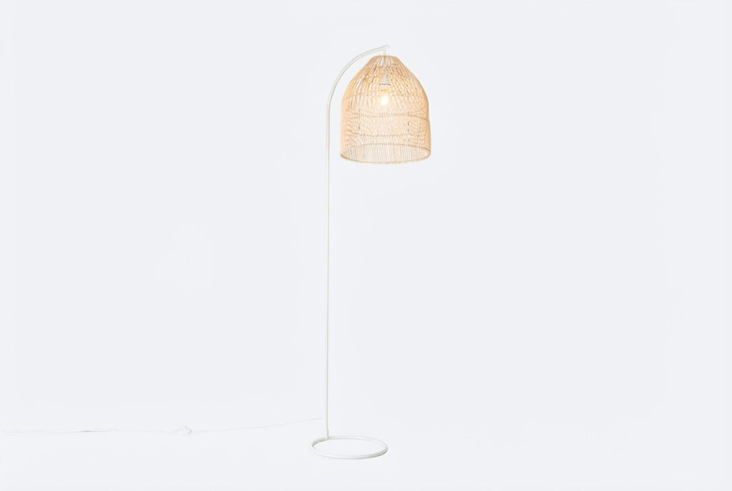 Landelijke vloerlamp wit met rotan - Sam