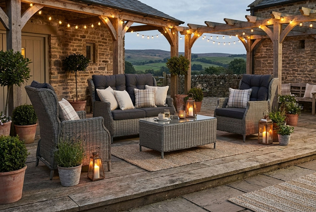 Garden Collections New Castle stoel-bank loungeset 4-delig - 6887