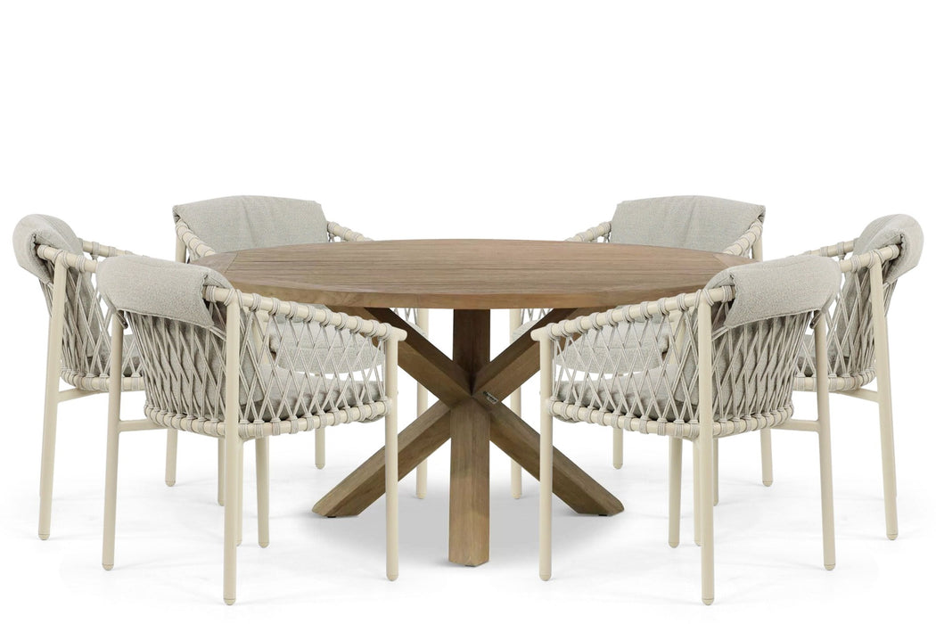4 Seasons Outdoor Allora/Sand City 160 cm dining tuinset 7-delig - 23091