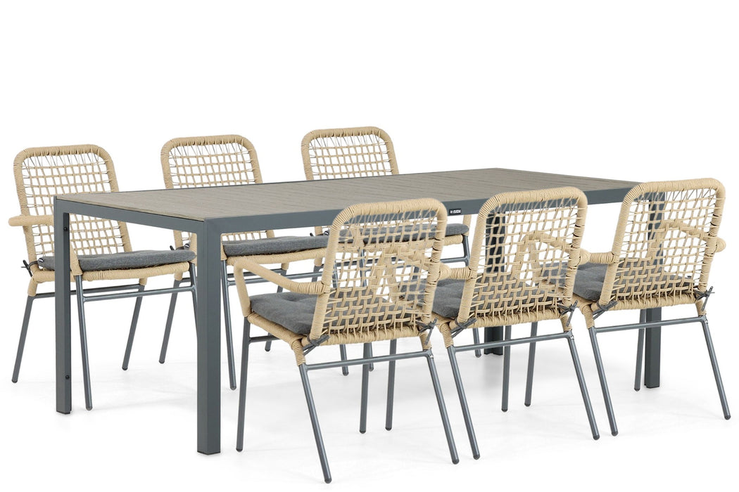 De Laan Catalone/Solare 200 cm dining tuinset 7-delig