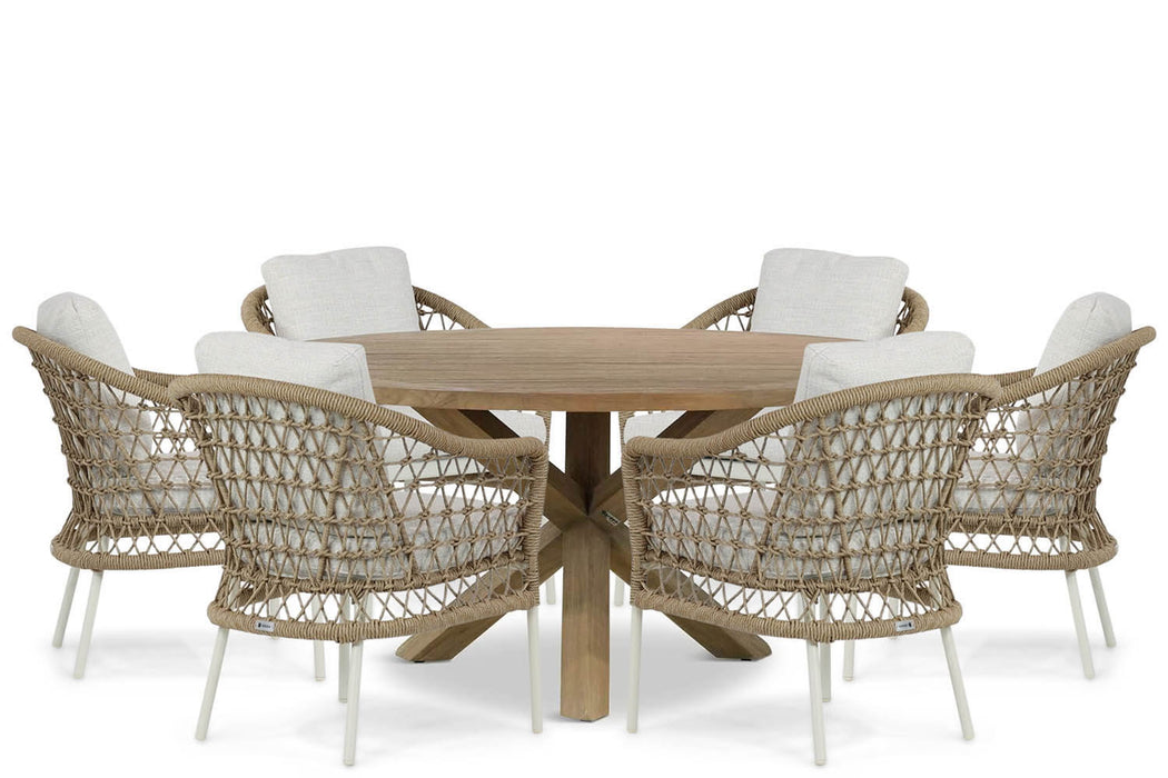 Coco Bali/Sand City 160 cm dining tuinset 7-delig