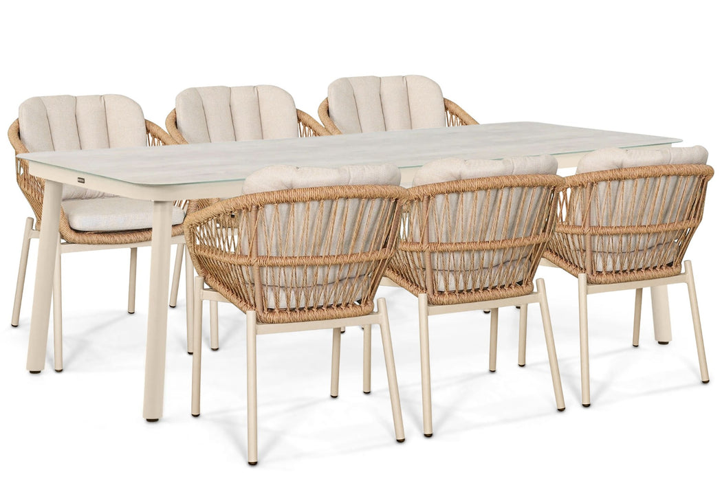 De Laan Malaga/Tavano 220x90 cm dining tuinset 7-delig