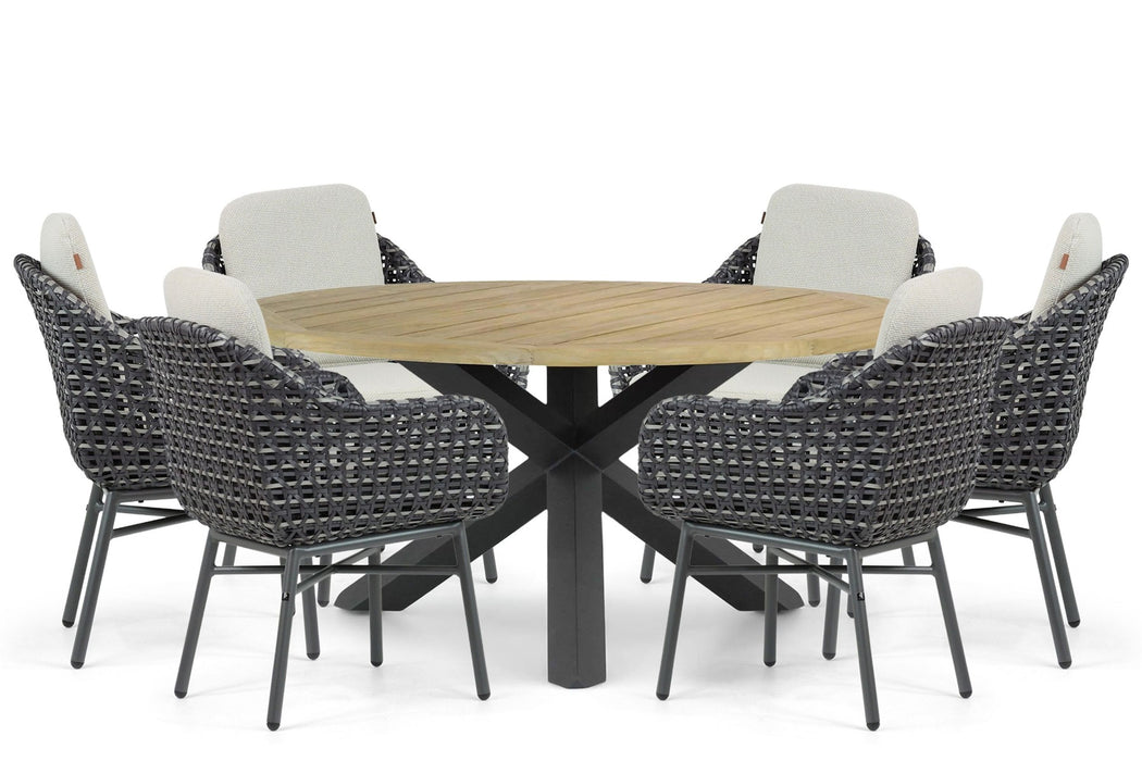 Santika Yovan/Rockville 160 cm dining tuinset 7-delig