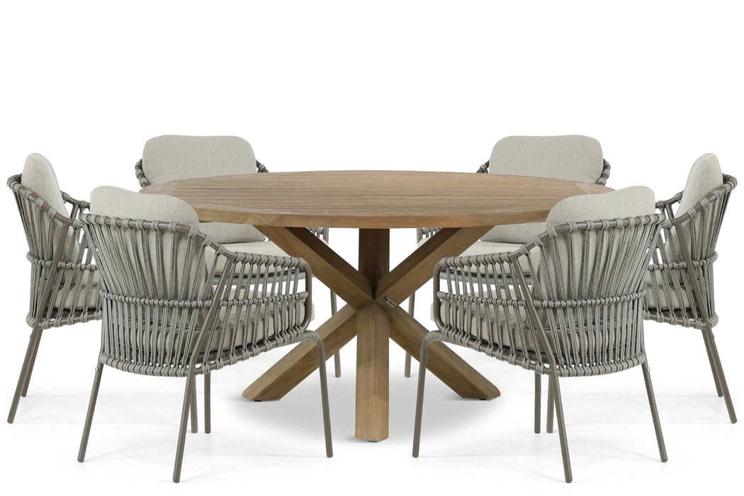 4 Seasons Outdoor Capalbio/Sand City 160 cm dining tuinset 7-delig