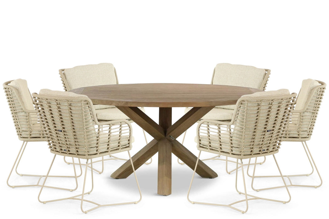 4 Seasons Outdoor Fabrice/Sand City 160 cm dining tuinset 7-delig