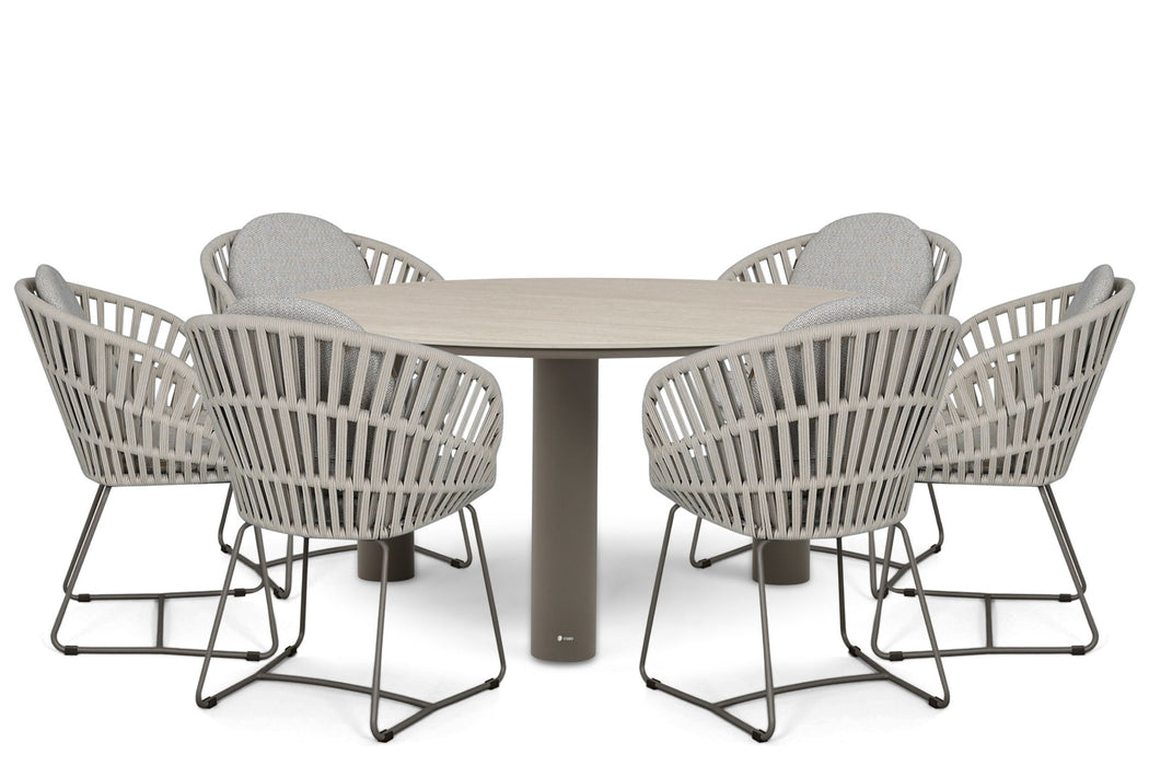 Santika Amara/Trino 158 cm dining tuinset 7-delig
