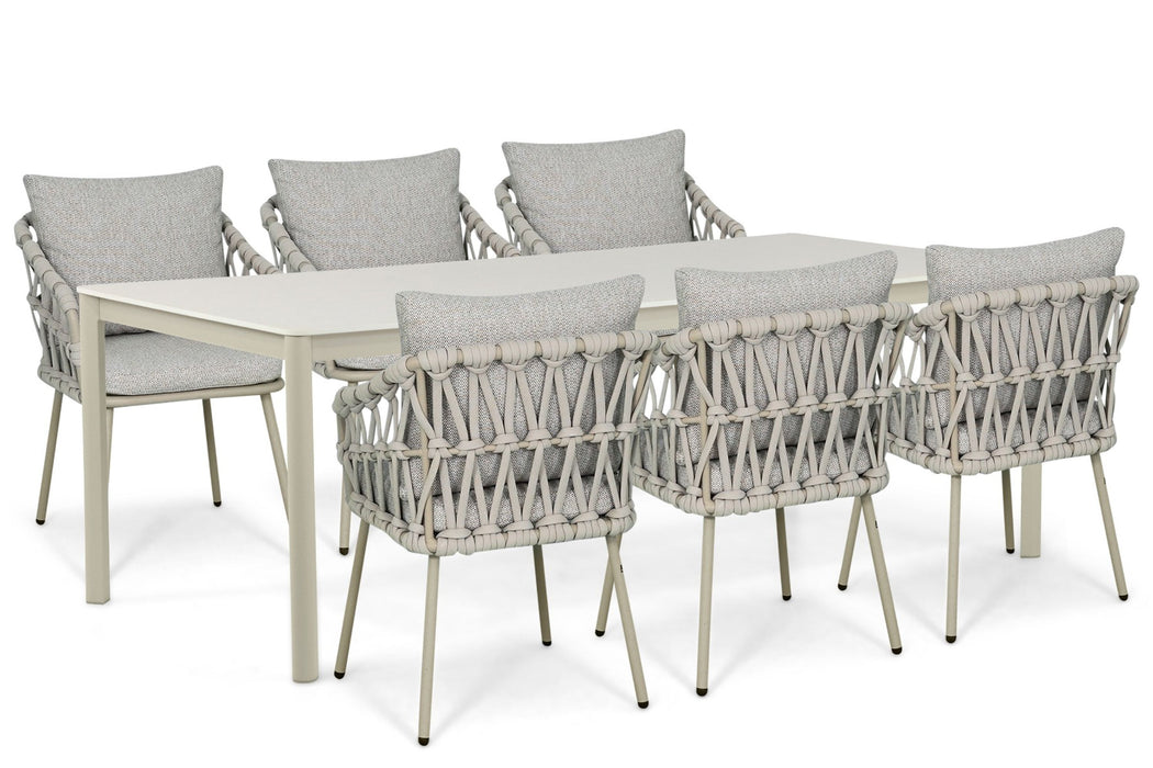 Coco Oliva/Como 220x100 cm dining tuinset 7-delig