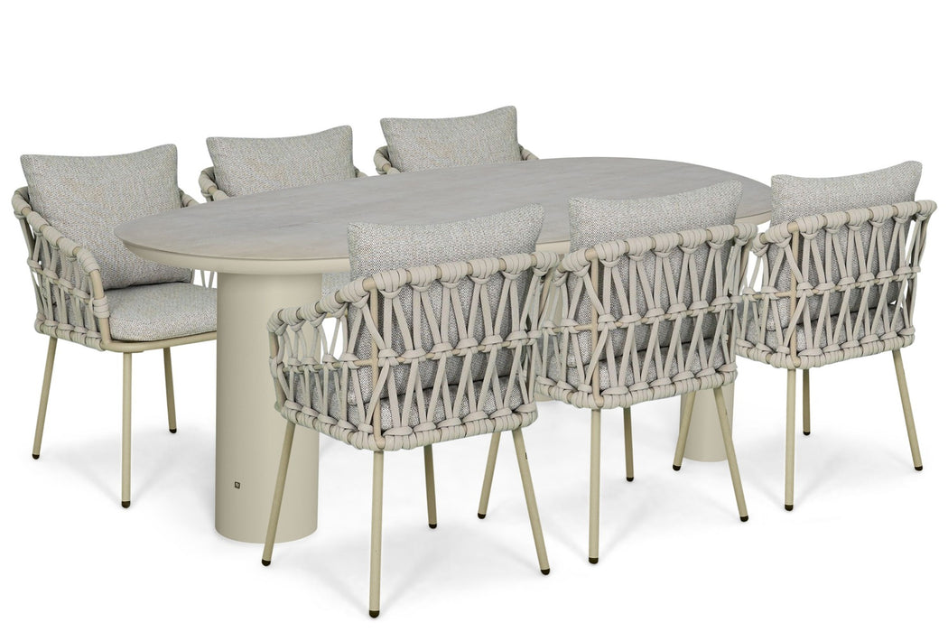 Coco Oliva/Guave 240x120 cm dining tuinset 7-delig