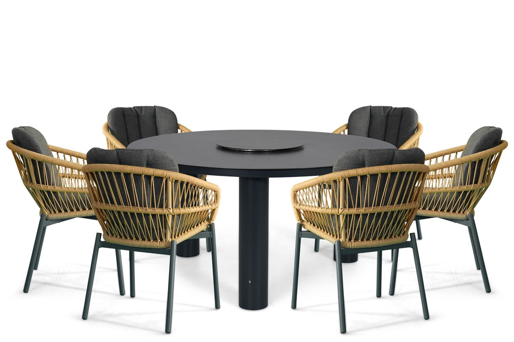 De Laan Malaga/Arancia 150 cm dining tuinset 7-delig - 25821