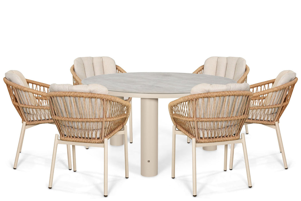 De Laan Malaga/Arancia 150 cm dining tuinset 7-delig - 25818