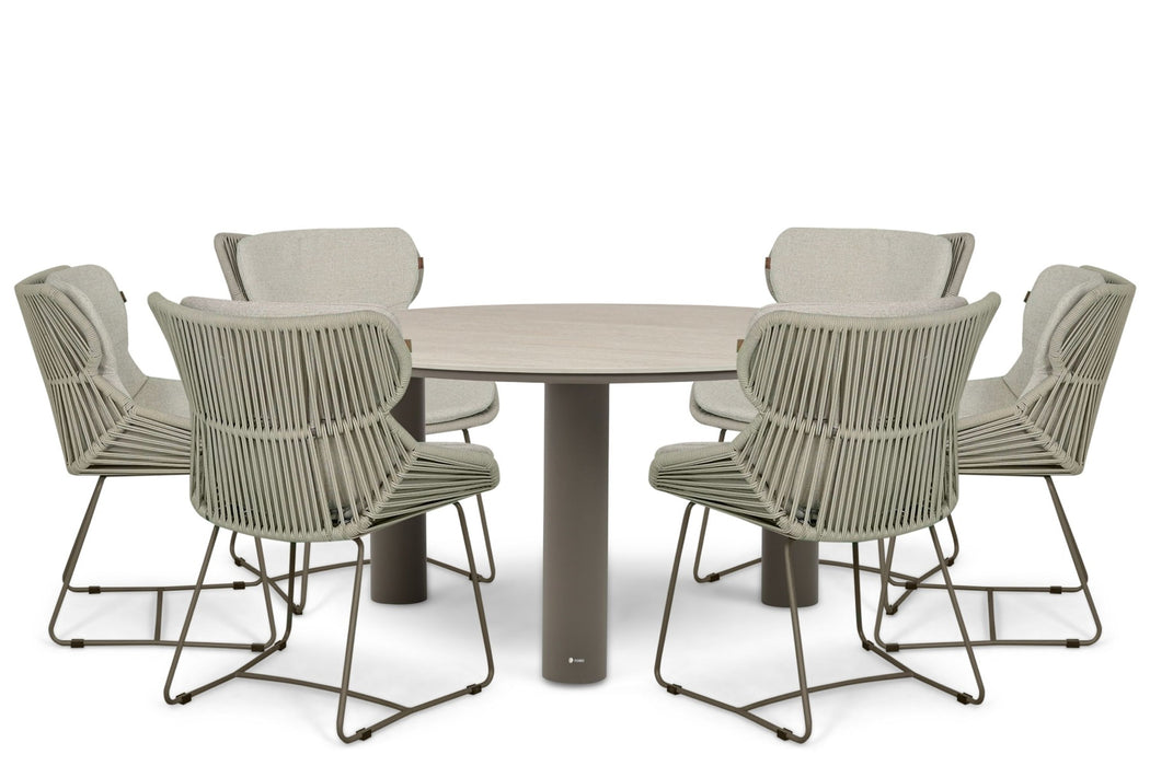 Santika Samari/Trino 158 cm dining tuinset 7-delig